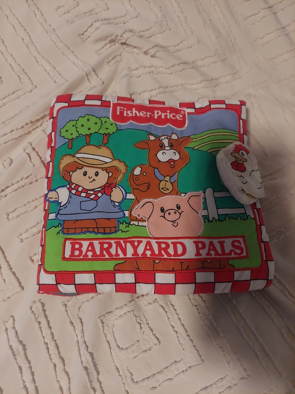 Vintage 1998 Fisher-Price Soft Play Barnyard Pals Cloth Activity Book